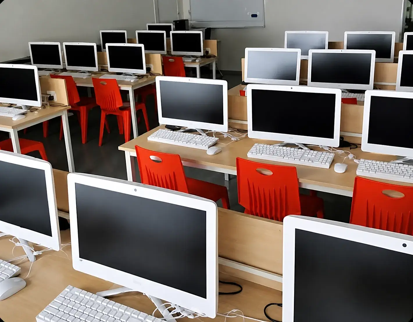 ICT lab with rows of desktop computers